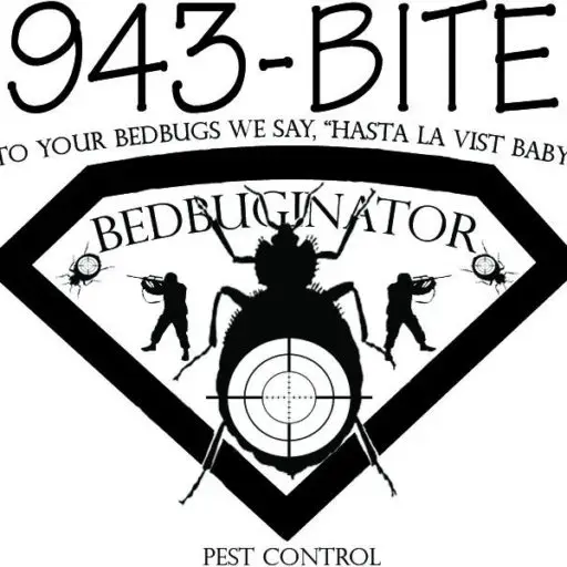Company logo for Bedbuginator with a target on bedbugs; 943-2847 phone number; tag line